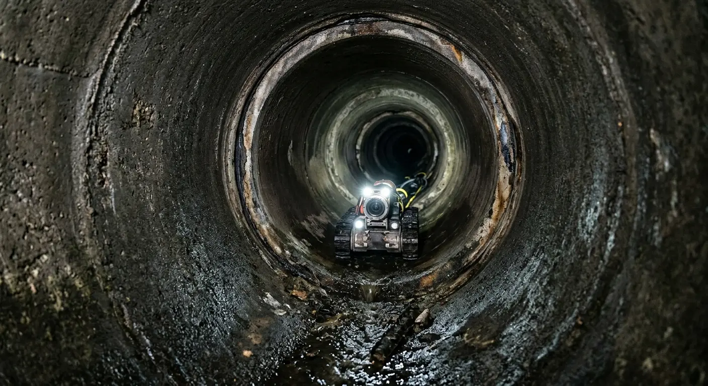 Robotic sewer camera inspecting pipe interior for Sewer Line Repair in Bonney Lake